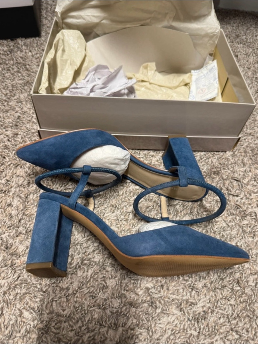 Marc Fisher Suede Block Heel Ankle-Strap Pumps
